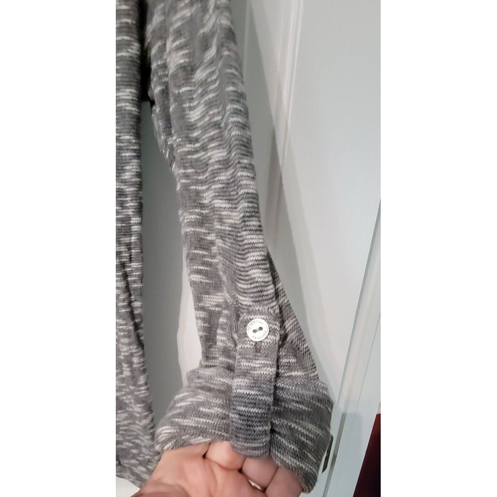 Alo Yoga Cowl Neck Hooded Drawstring Button Knit Top Heathered Gray‎ Size Small - Picture 5 of 10
